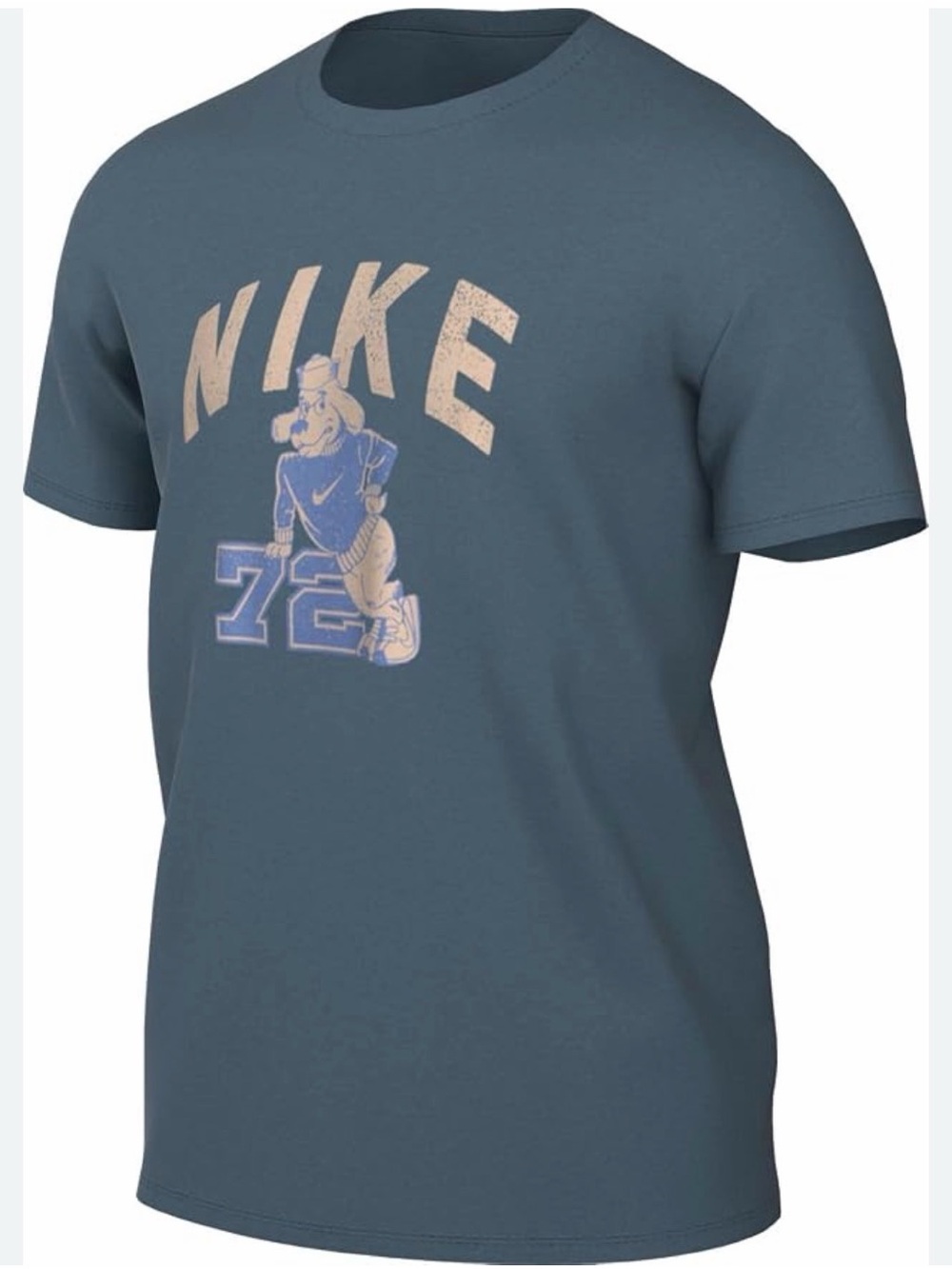 Nike Short-Sleeve Graphic Tee in Slate Blue with Cream Print